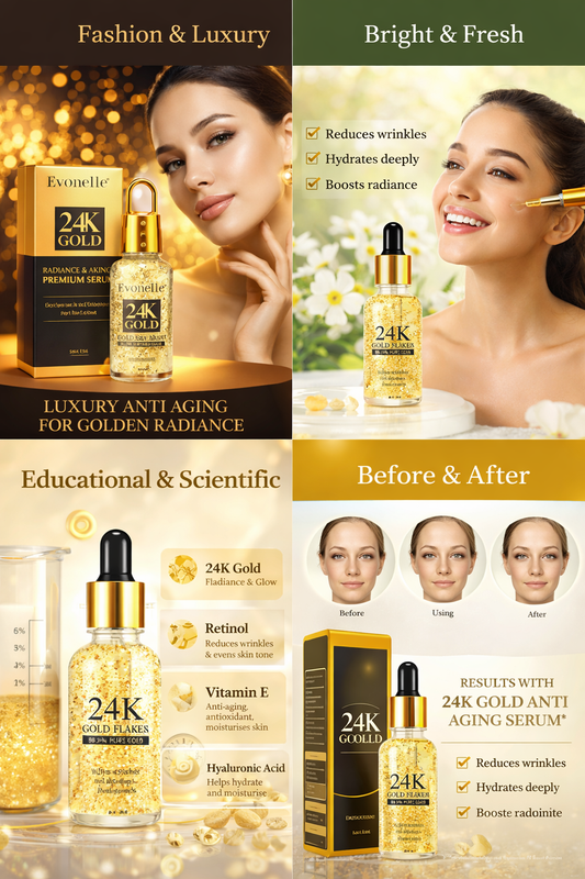 Evonelle 24K Gold Radiance & Anti-Aging Premium Serum (30ml)