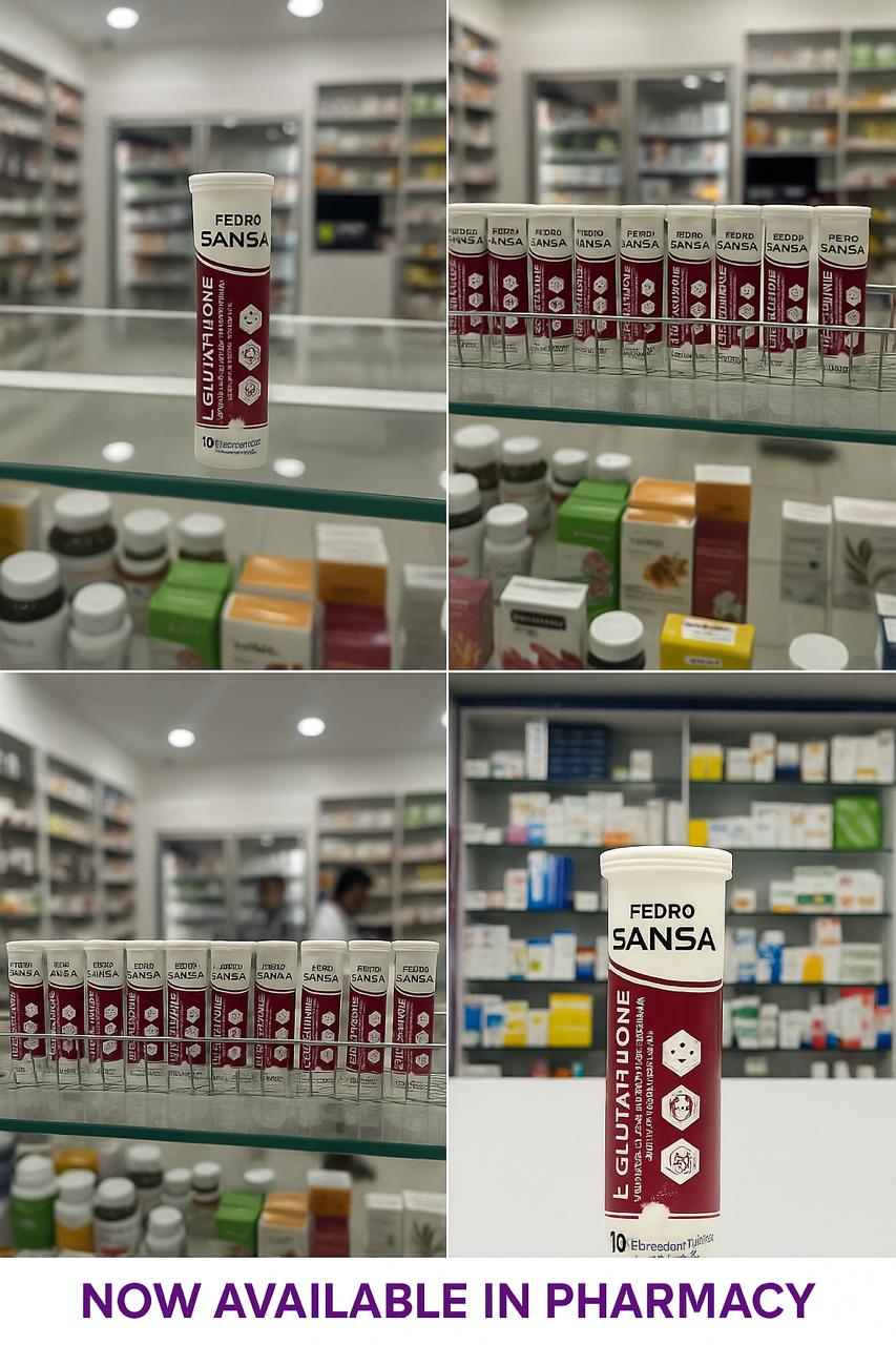 SANSA - Glutathione Effervescent Tablets with Vitamin C, E & Hyaluronic Acid – Skin Brightening & Antioxidant Boost