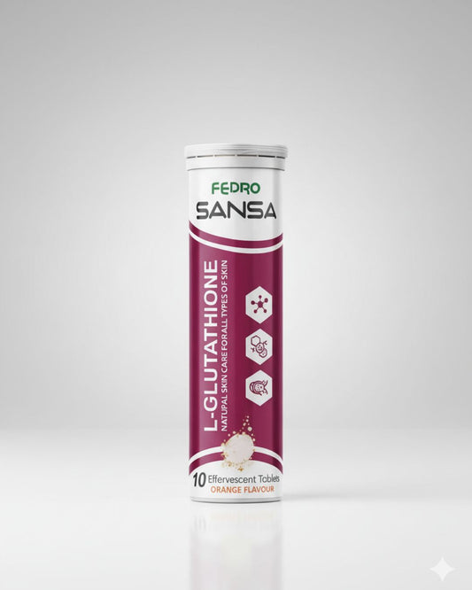 SANSA L-Glutathione Effervescent Tablets – Skin Whitening, Brightening & Daily Glow Drink (Orange Flavour)