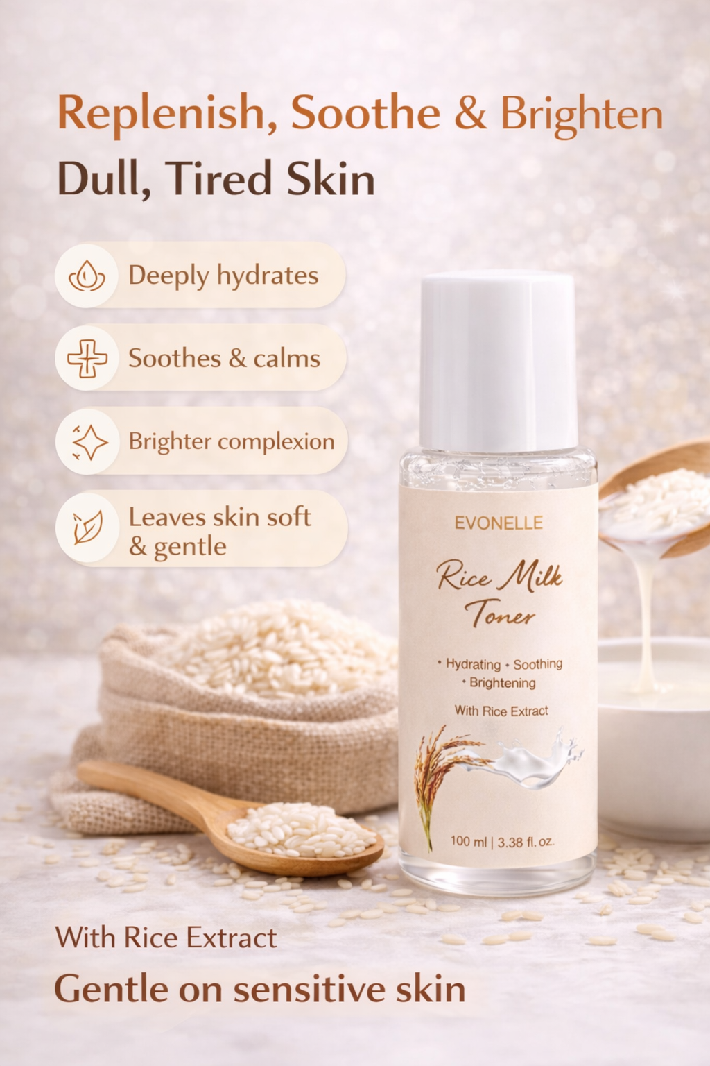 Evonelle Rice Milk Toner - 100 ML