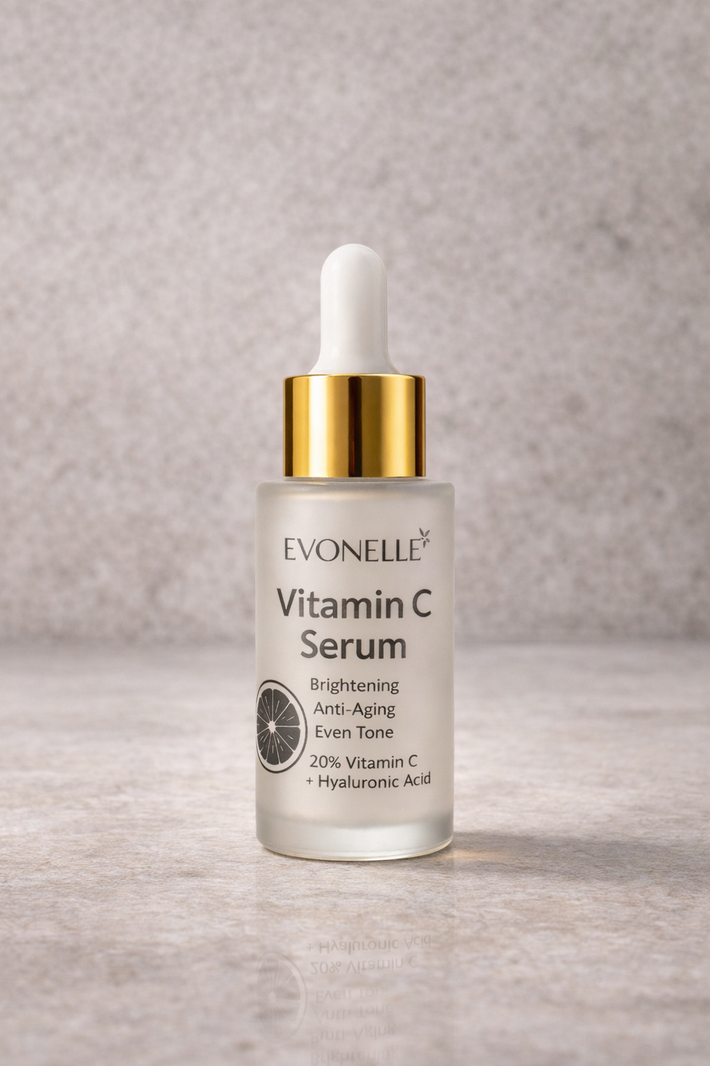 Evonelle Vitamin C Serum 20% + Hyaluronic Acid – Brightening & Anti-Aging Formula – 30ml