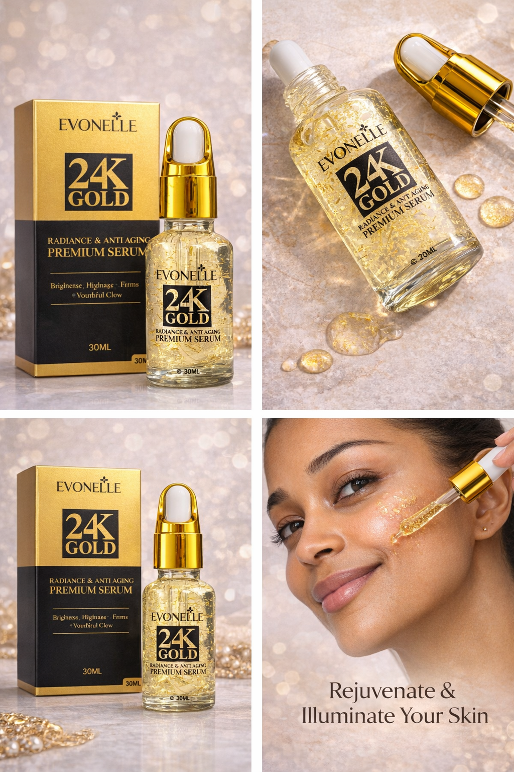 Evonelle 24K Gold Radiance & Anti-Aging Premium Serum (30ml)